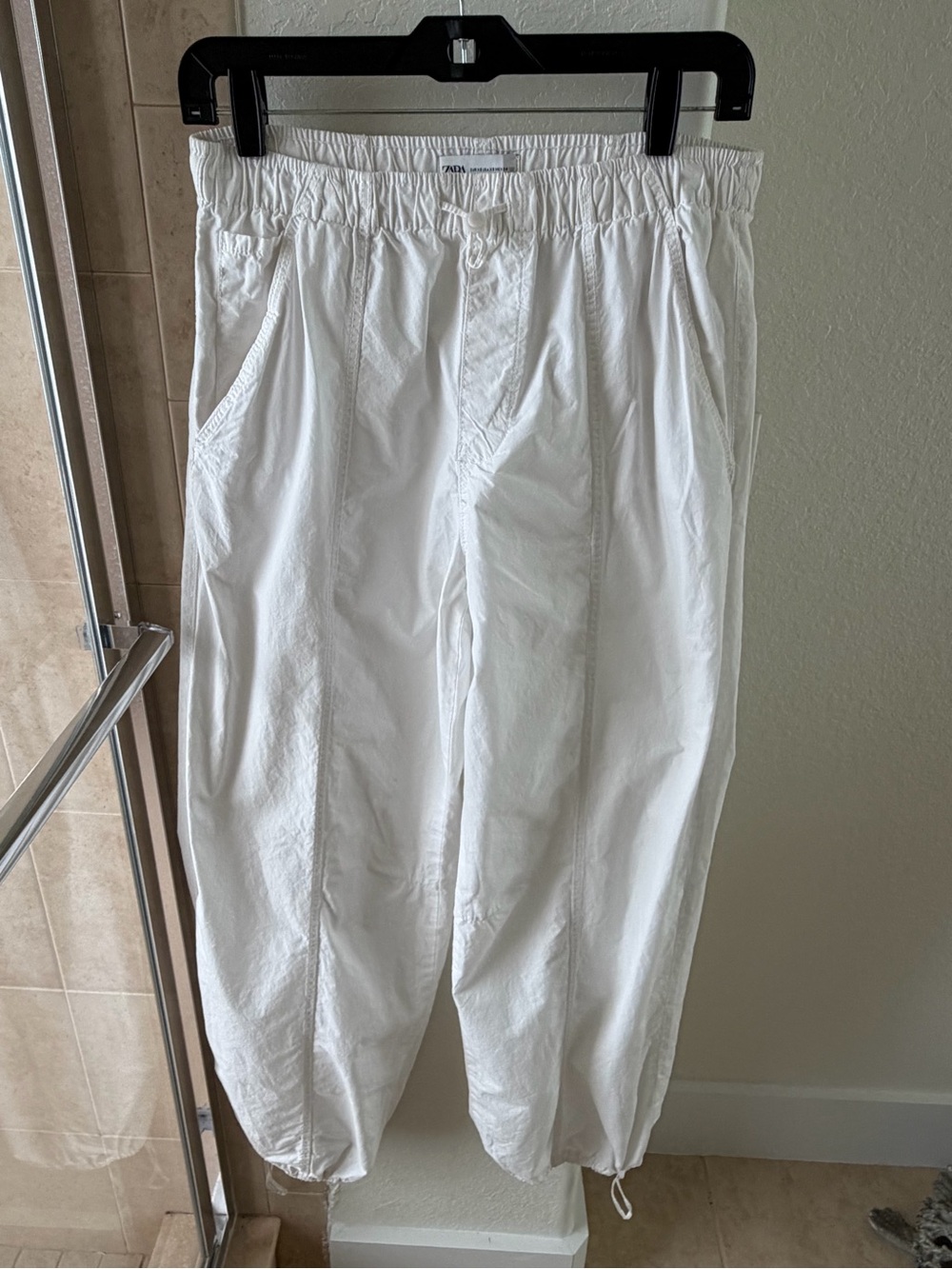 Women White Zara Drawstring Pants